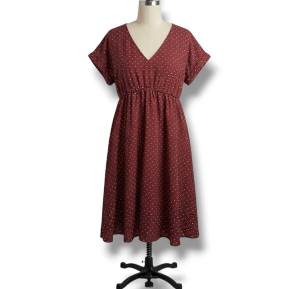 Isabel Maternity Dresses & Skirts - Isabel By Ingrid & Isabel Maternity Women's Rust Polka Dot V-Neck Dress